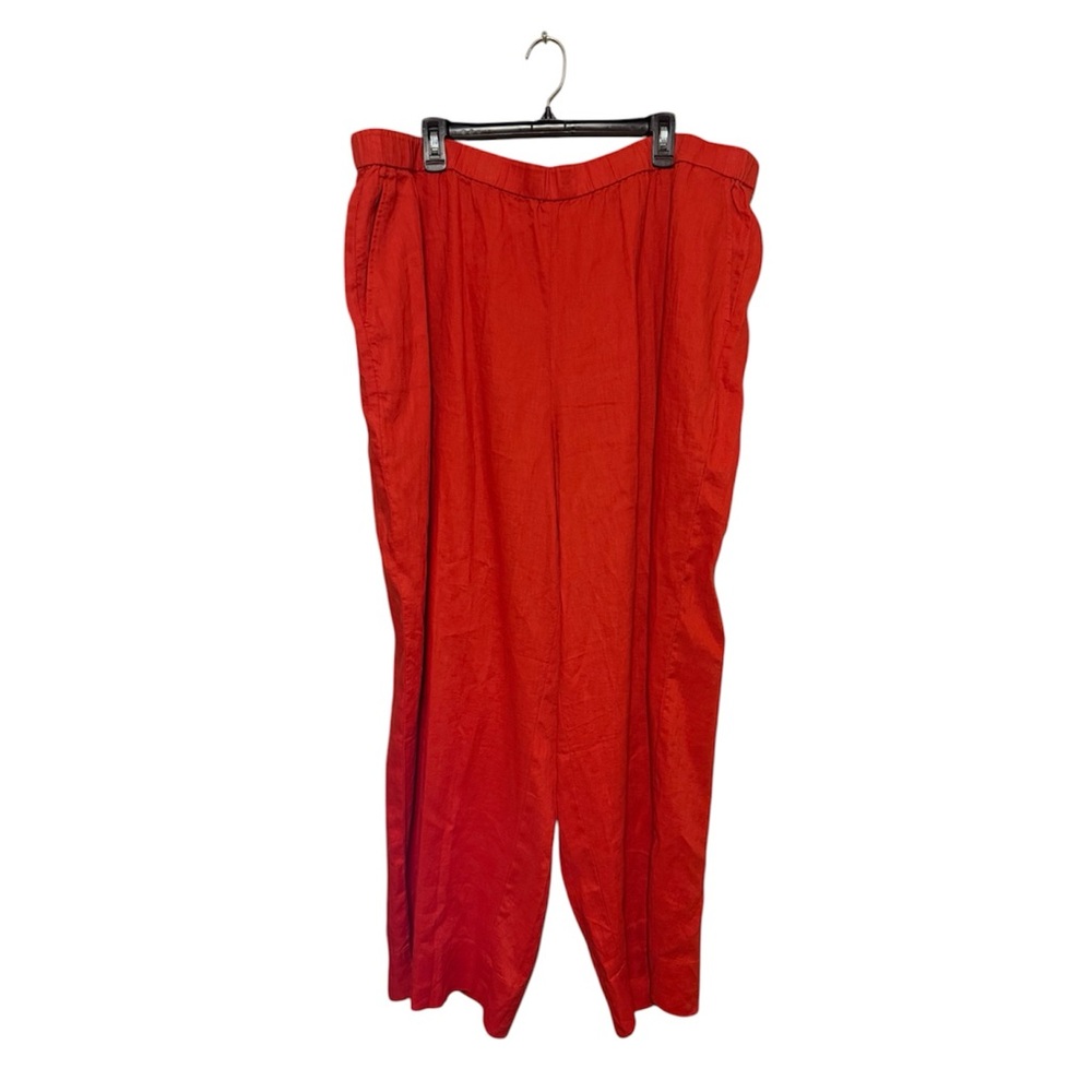 Eileen Fisher Women’s Wide Leg Organic Linen Pants Flame 3X NEW